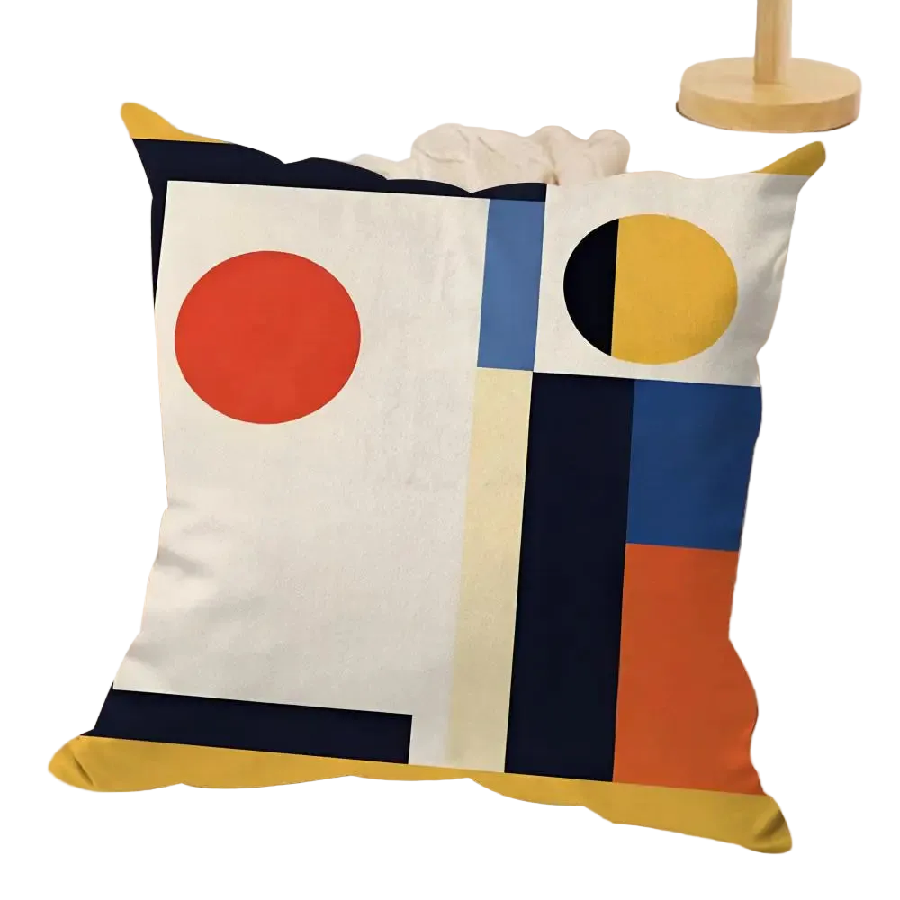 Hemasa  4Pcs Geometry Cushion Cover Soft Plush Fabric Double-Sided Printed Sofa Cushion Cover for All Seasons Home Decor