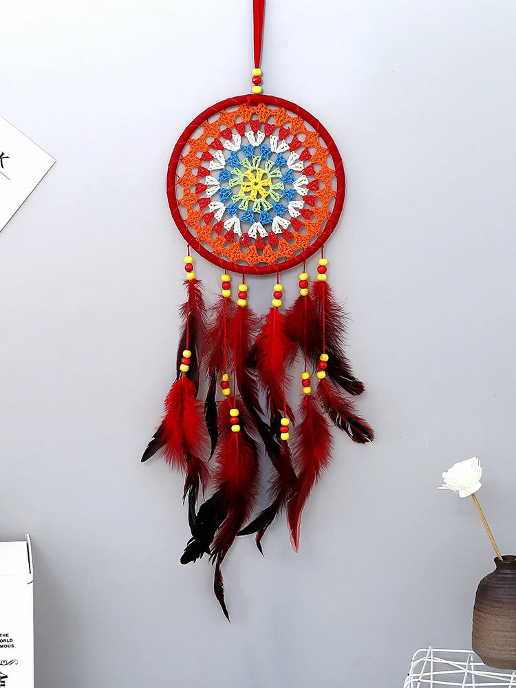 Tejesa Dream Catcher Office Bedroom Hanging Ornaments Creative Hand-Woven Feather Car Pendant Wall Decor Birthday Gift Home Decoration