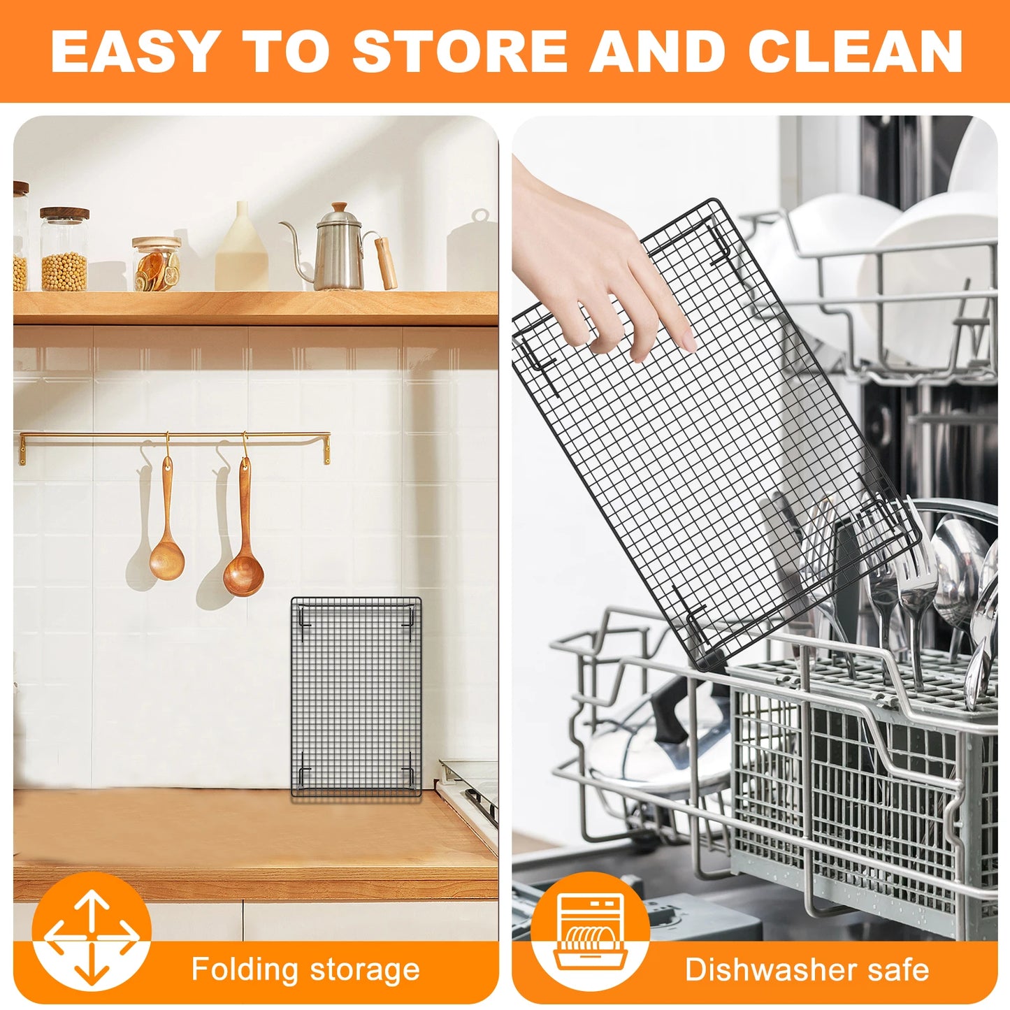 Tejesa 3/2Pcs Cooling Rack Stainless Steel Grid Baking Tray Non Stick Bread Cake Pizza Cooling Dry Rack Baking Pan Kitchen Accessories