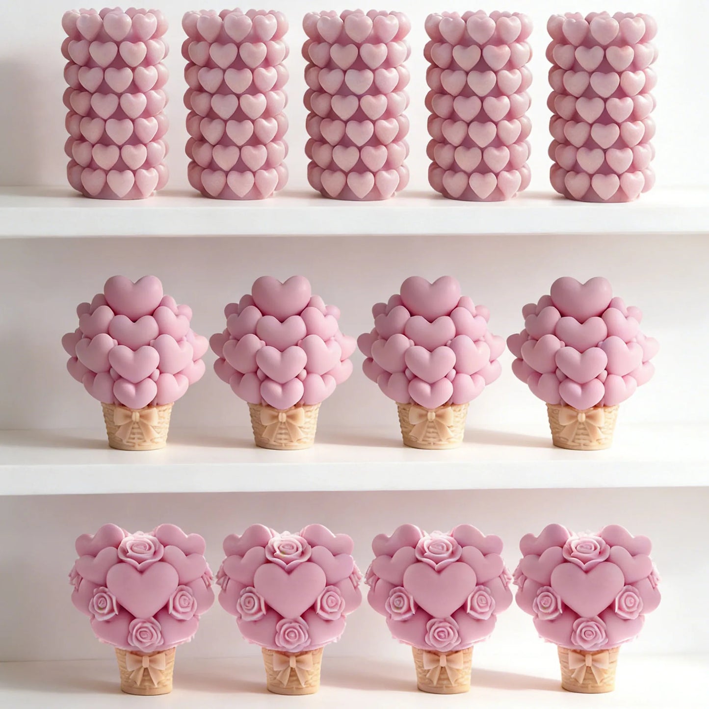 Hemasa  Basket Form Stacking Hearts Silicone Mold Valentine's Day Handmade Gifts Aroma Candle Molds Love Cylinder Candle Mould