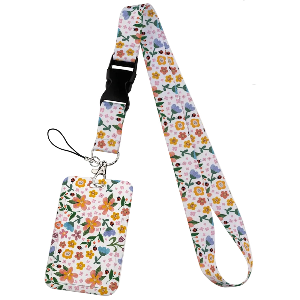 Tejesa  Flower design Lanyard Business Credit Card Holder/ Neck Strap Keychain Hang Rope ID Badge Holder