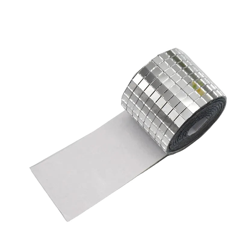 Tejesa 1PCS Disco Ball Mirror Sticker Self-Adhesive Handmade Glass Mosaic Set Square Tiles Mirror for DIY Party Decor Collages Craft