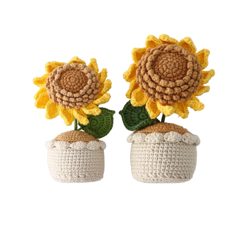 Hemasa Crochet  Colourful  Kintted  Potted  Sunflowers Table Decor Graduation Gift