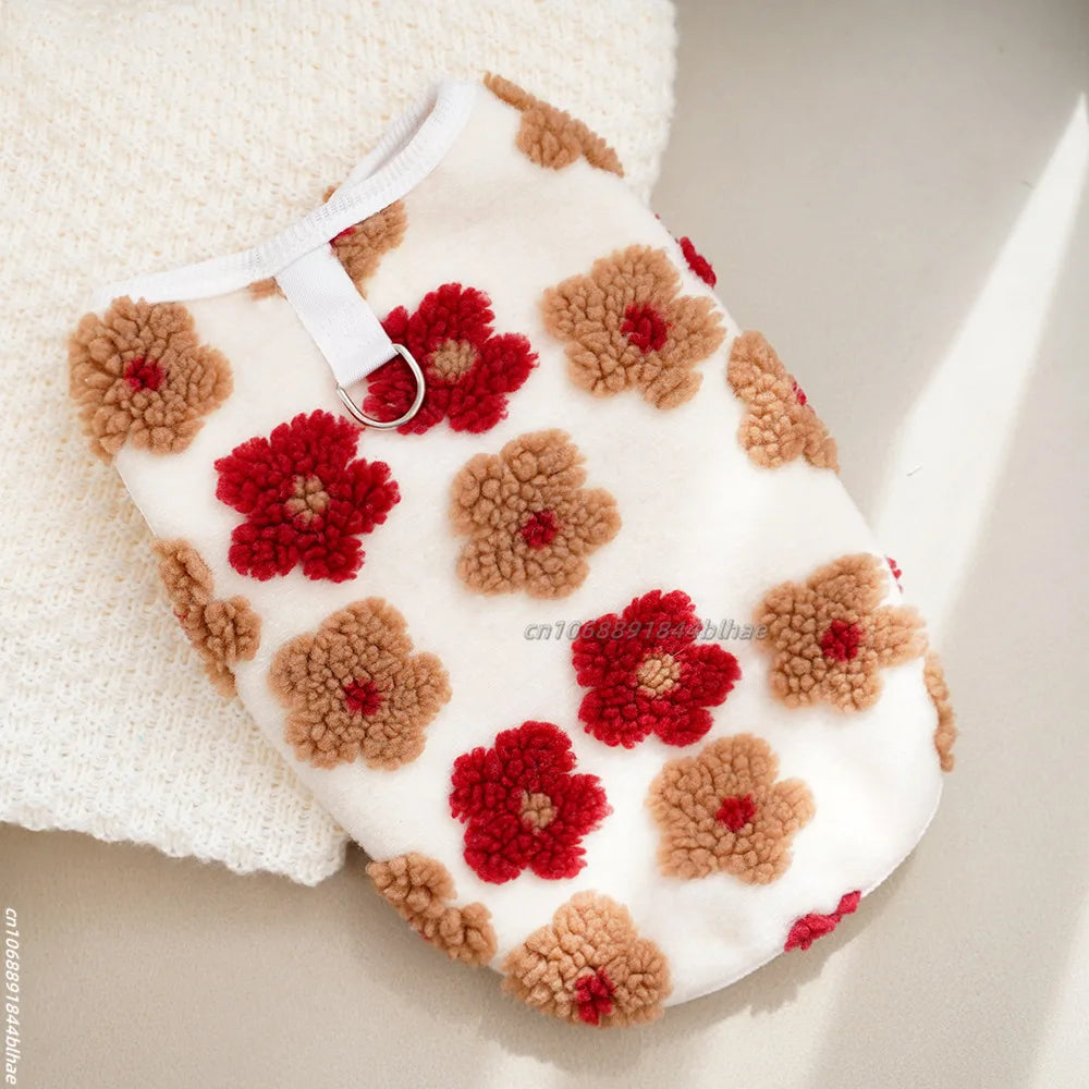 Dog Fleece Vest Warm Sweatshirt Puppy Pullover Coat with Leash D Ring Dachshund Sweaters Yorkie Clothes for Small Medium Dogs