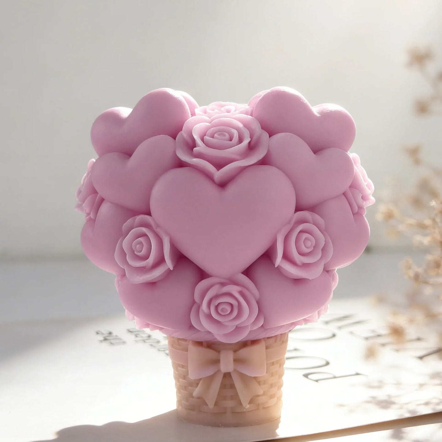 Hemasa  Basket Form Stacking Hearts Silicone Mold Valentine's Day Handmade Gifts Aroma Candle Molds Love Cylinder Candle Mould