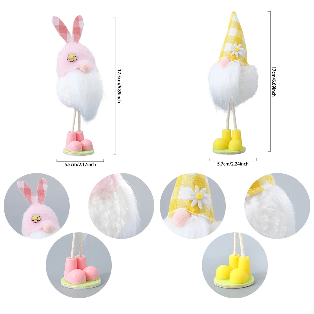 Easter Self-Standing Bunny Gnome Decoration Plush Spring Gnomes Handmade Rabbit Gifts Elf Faceless Doll Holiday Home Decoration