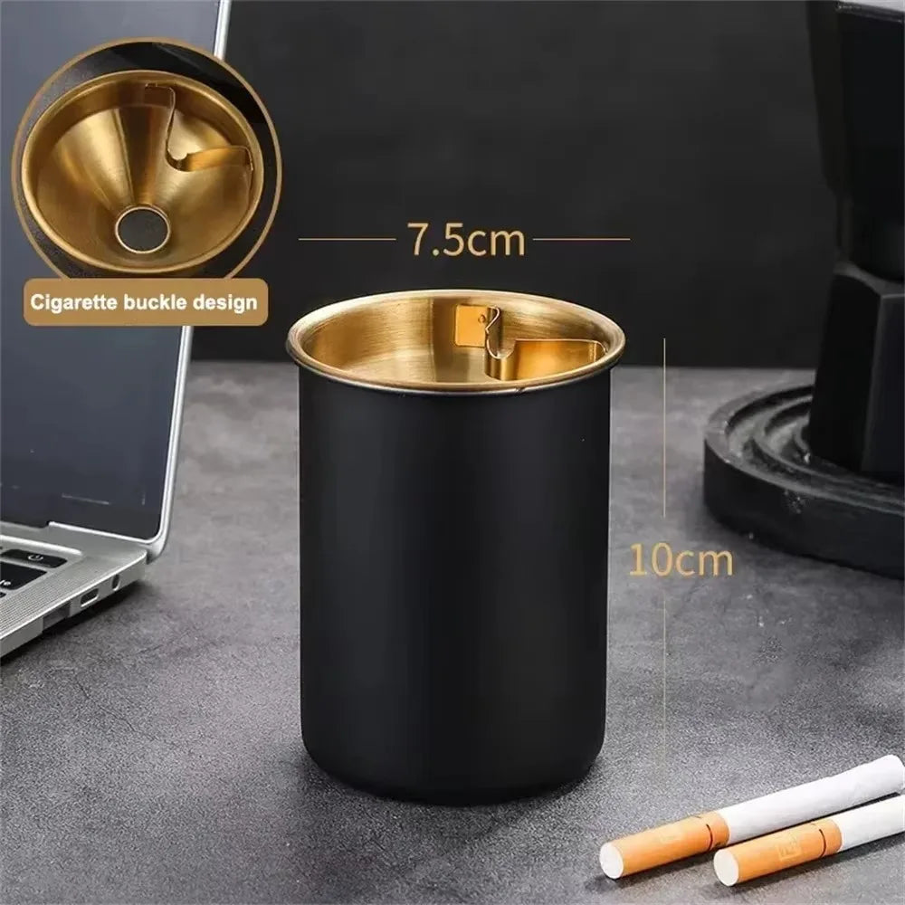 Premium Stainless Steel Ashtray with Lid. Windproof, Smokeless Design. Ideal for Cigars, Outdoor Patio & Indoor Home Use.