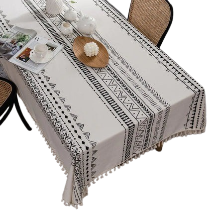 Hemasa Cotton Linen Tablecloth Waterproof Anti-Scalding Table Mat Tassel Tablecloth