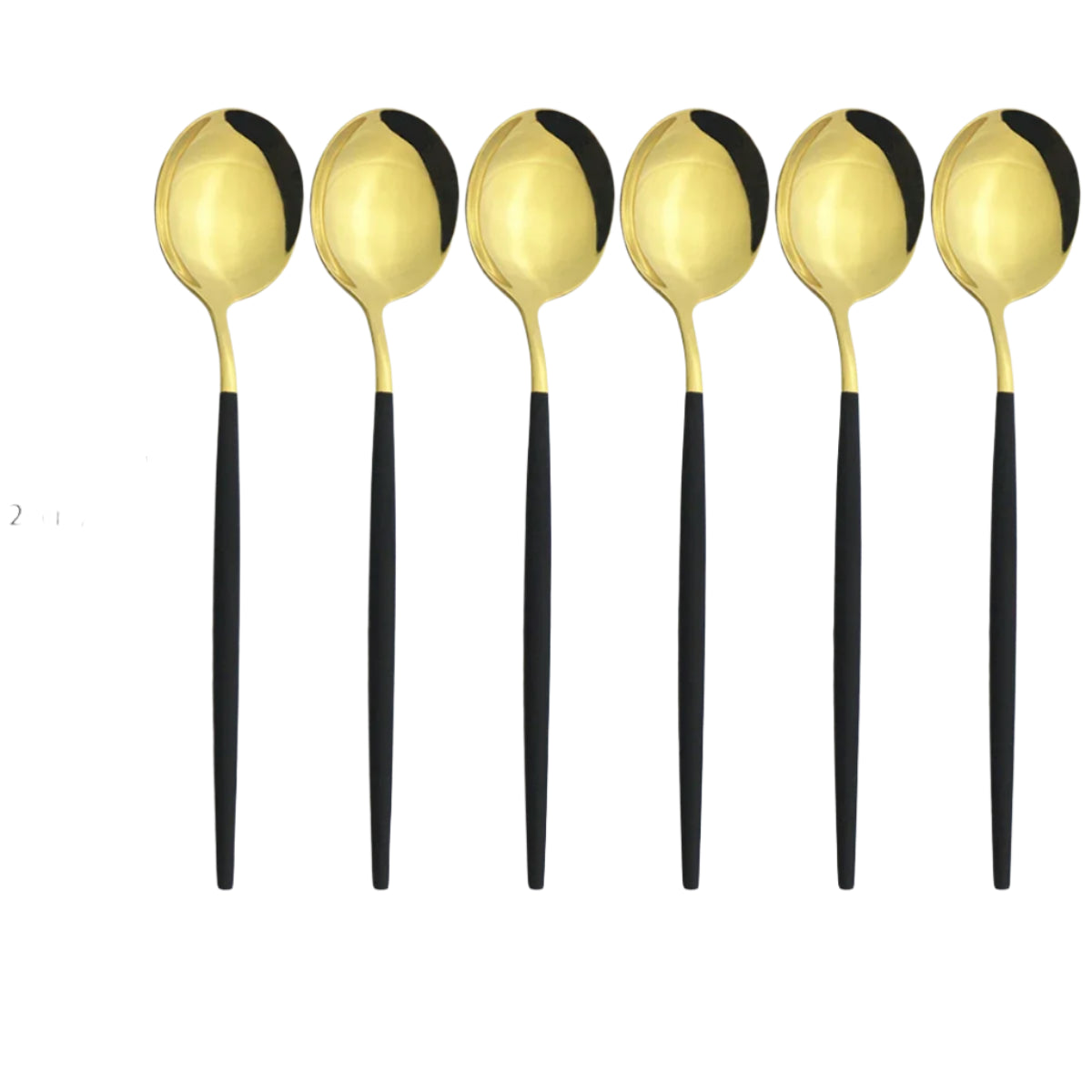 Hemasa 6Pcs  Western Stainless Steel Cutlery Set  Gold Ladle Spoon Dinnerware Dinner Spoon Soup Spoon Tableware Kitchen Silverware Set