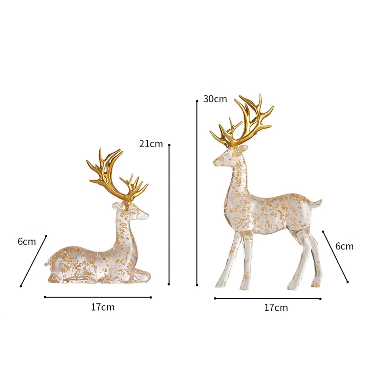 2x Deer Statues Crafts Decorative Figurines for Birthday Christmas Holiday