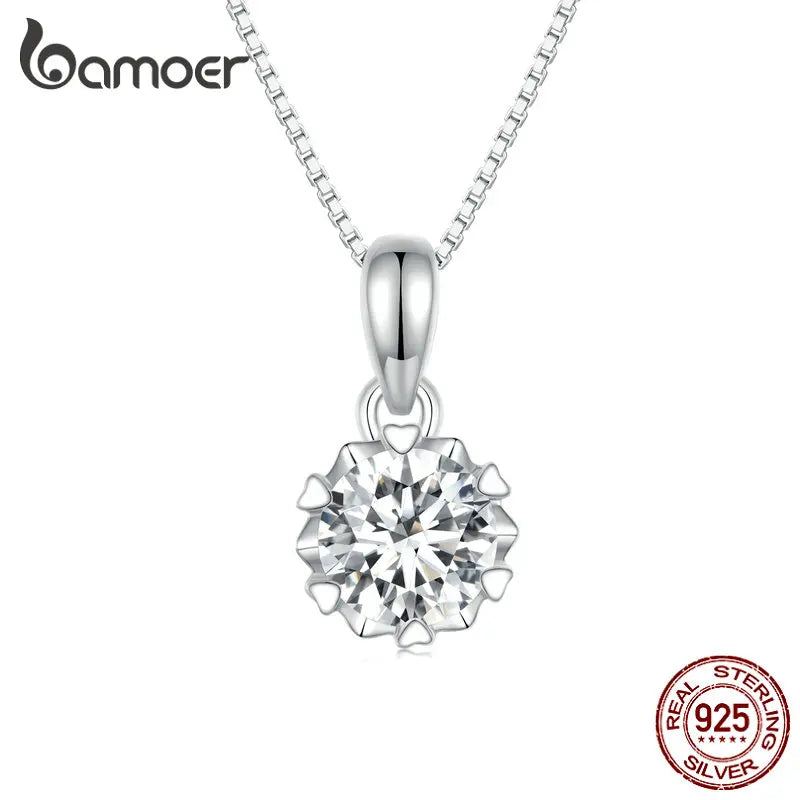 Bamoer 1 Carat D Color Moissanite Pendant Necklace Real 925 Sterling Silver Lab Diamond Engagement Fashion Necklace