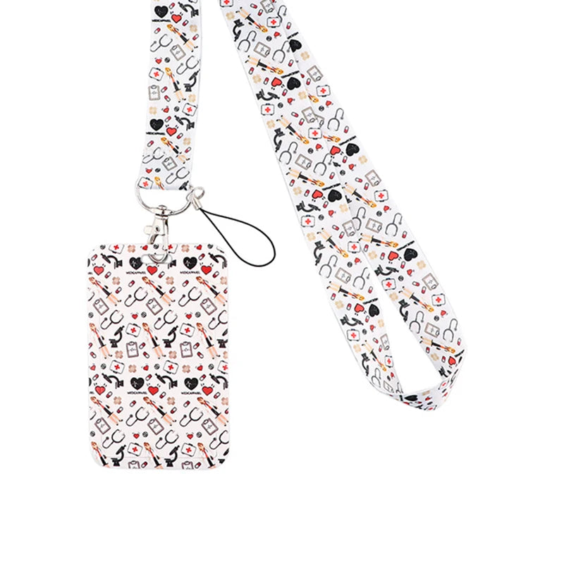 Dentist Doctor Nurse Cartoon Credential Neck Strap Lanyards Keychain ID Card Pass Hang Rope Lariat Key Chain Ring Badge Holder