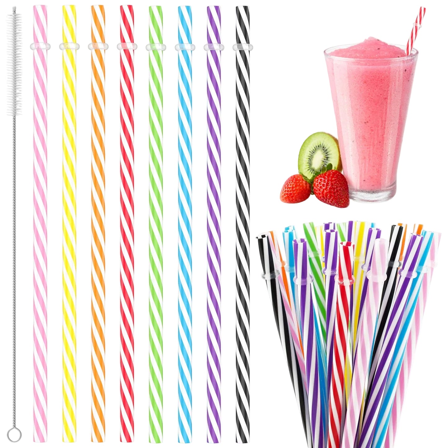 Tejesa 24/10Pcs Multicolor Drinking Straws Reusable Drinking Straws Beverage Bar Straws Wedding Decor Kitchen Beverage Party Supplies