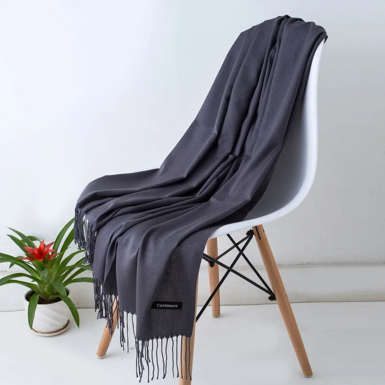 Women's Pashmina Scarf Shawls Soft Cashmere feeling Headscarf Travel Office Winter  Warm Hijabs Solid Lady Wraps Female Bandana