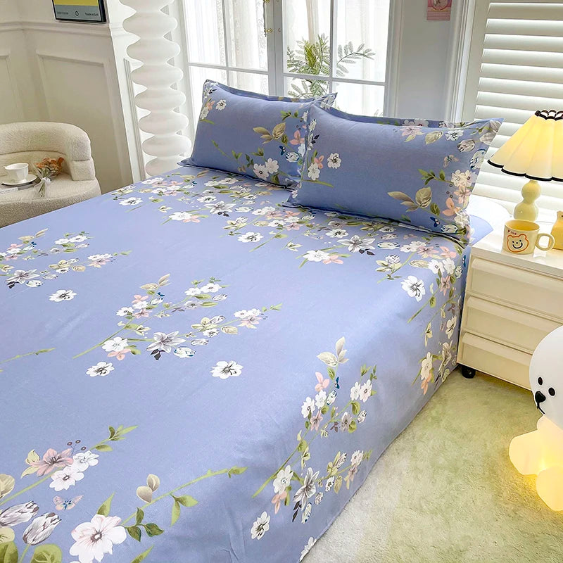 1pc Bed Sheet Flower Printed Top Sheets Single/Queen/King Bedsheet for Double Beds Floral Flat Bed Sheet(without pillowcase)