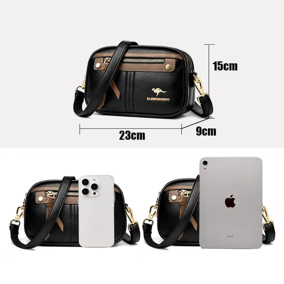 Genuine 3 layers Leather Purses and Handbags for Women Hot Luxury Designer Shoulder Crossbody Bag Ladies Messenger Tote Bags