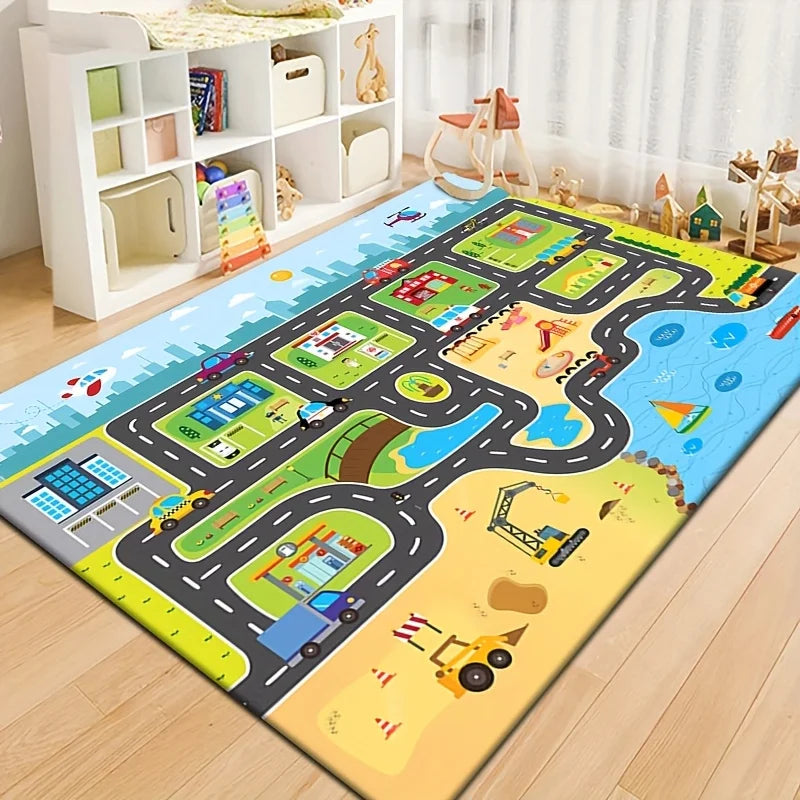 Hemasa  Game Mat / Road Map Car Track Mat/ Educational Traffic Playmat for Bedrooms and Playrooms
