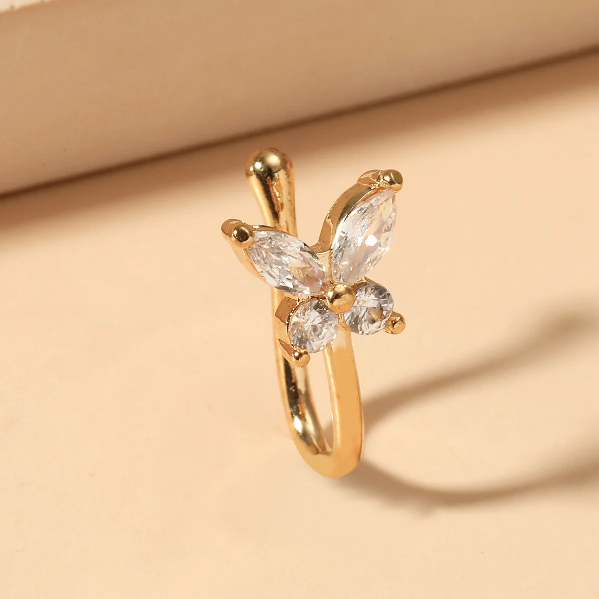 1Pcs Copper Zircon Butterfly Nose Rings Lip Ring Earrings Hoop Punk Body Piercing Jewelry For Man Women Jewelry Wholesale