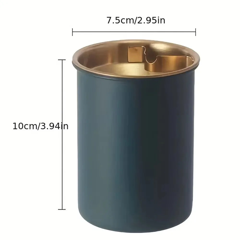Premium Stainless Steel Ashtray with Lid. Windproof, Smokeless Design. Ideal for Cigars, Outdoor Patio & Indoor Home Use.