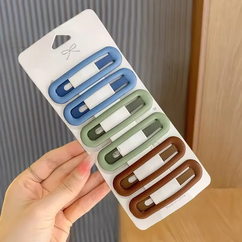 6pc Fashion Practical Versatile Morandi Color BB Hairpin Hair Side Clips for Girls Women Kids Childs Ladies Hair Accessories