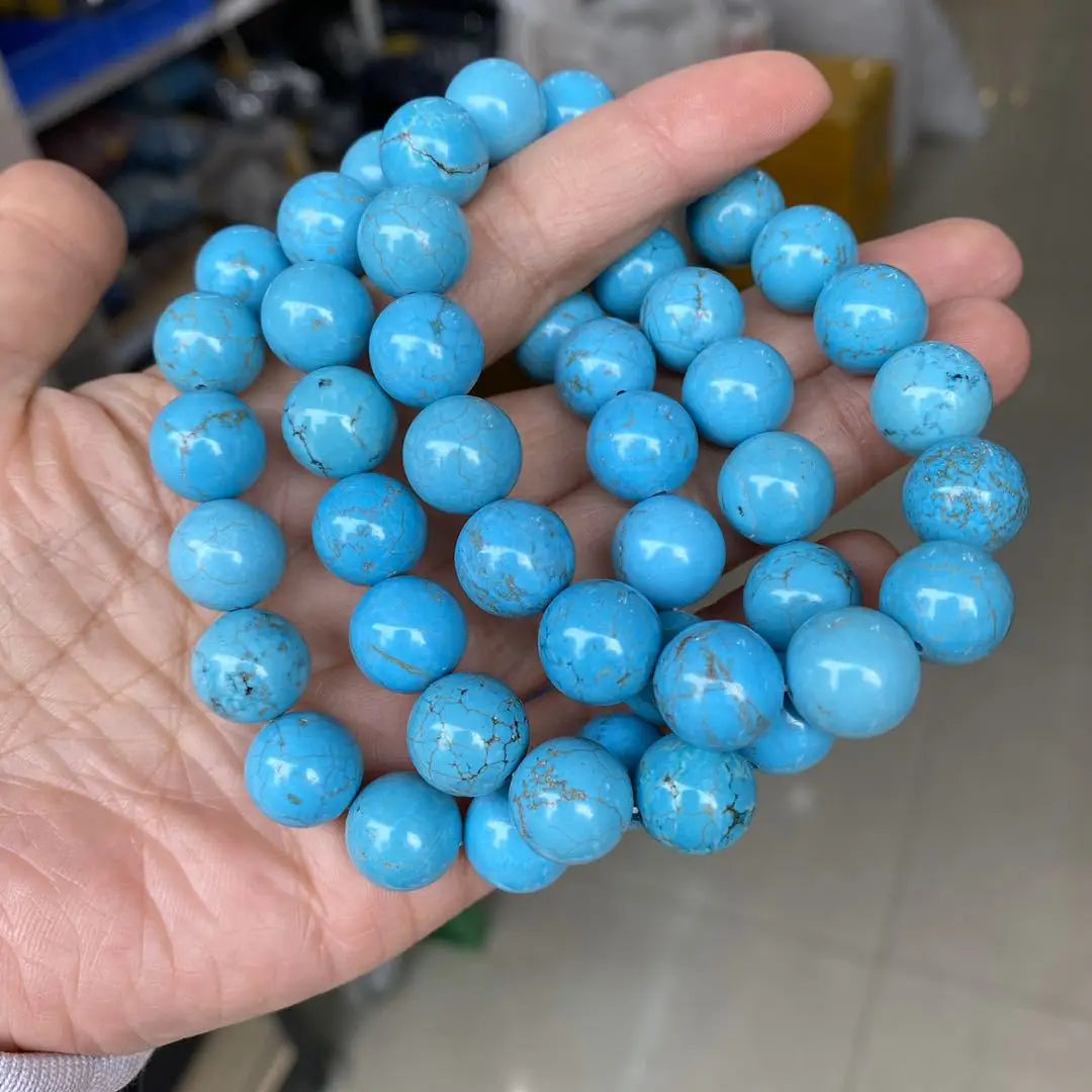 Hemasa Natural White Howlite Blue Turquoise Stone Beaded Bracelets Women