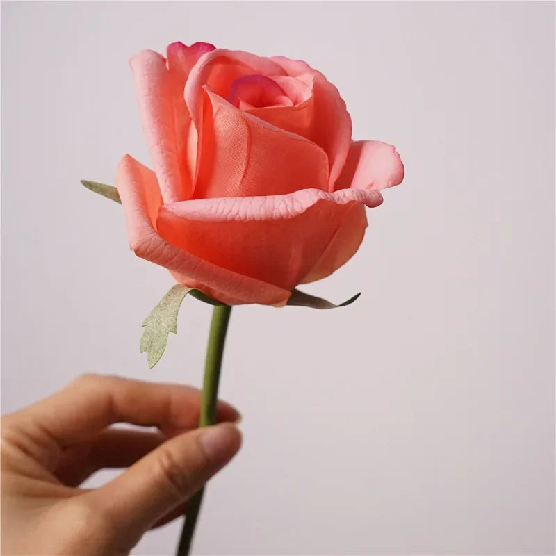 15Pcs/lot Moisturizing Real Touch Artificial Rose Flowers Bridal Bouquet Wedding Decor Flowers Rose Party Floral Home Decoration