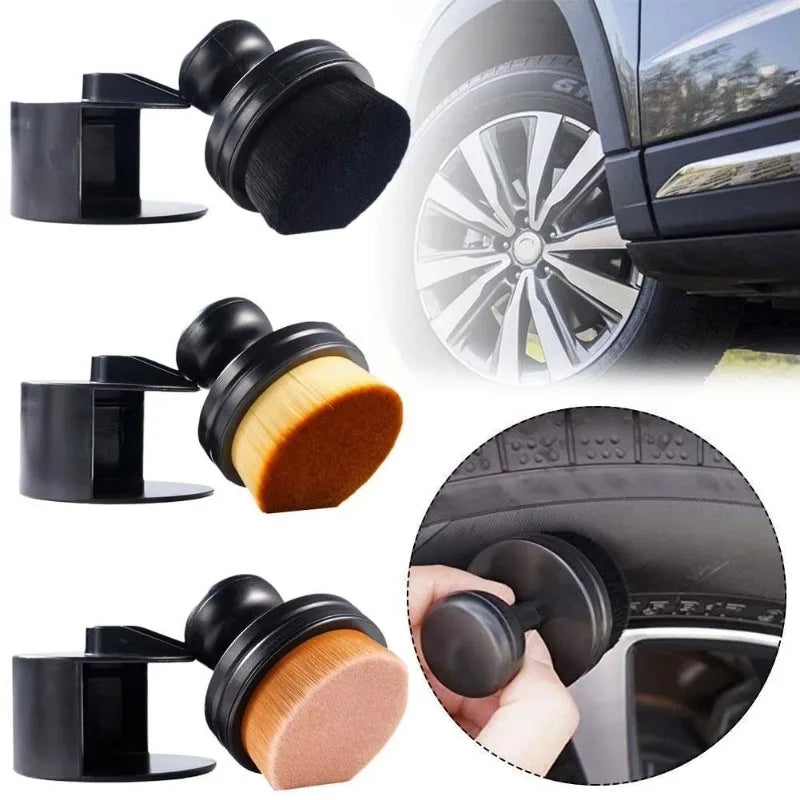 Hemasa Portable Car Tire Shine Applicator Brush Tire Dressing Brush Applicator with Seal Cover, High Density Car Detailing & Tire Brush