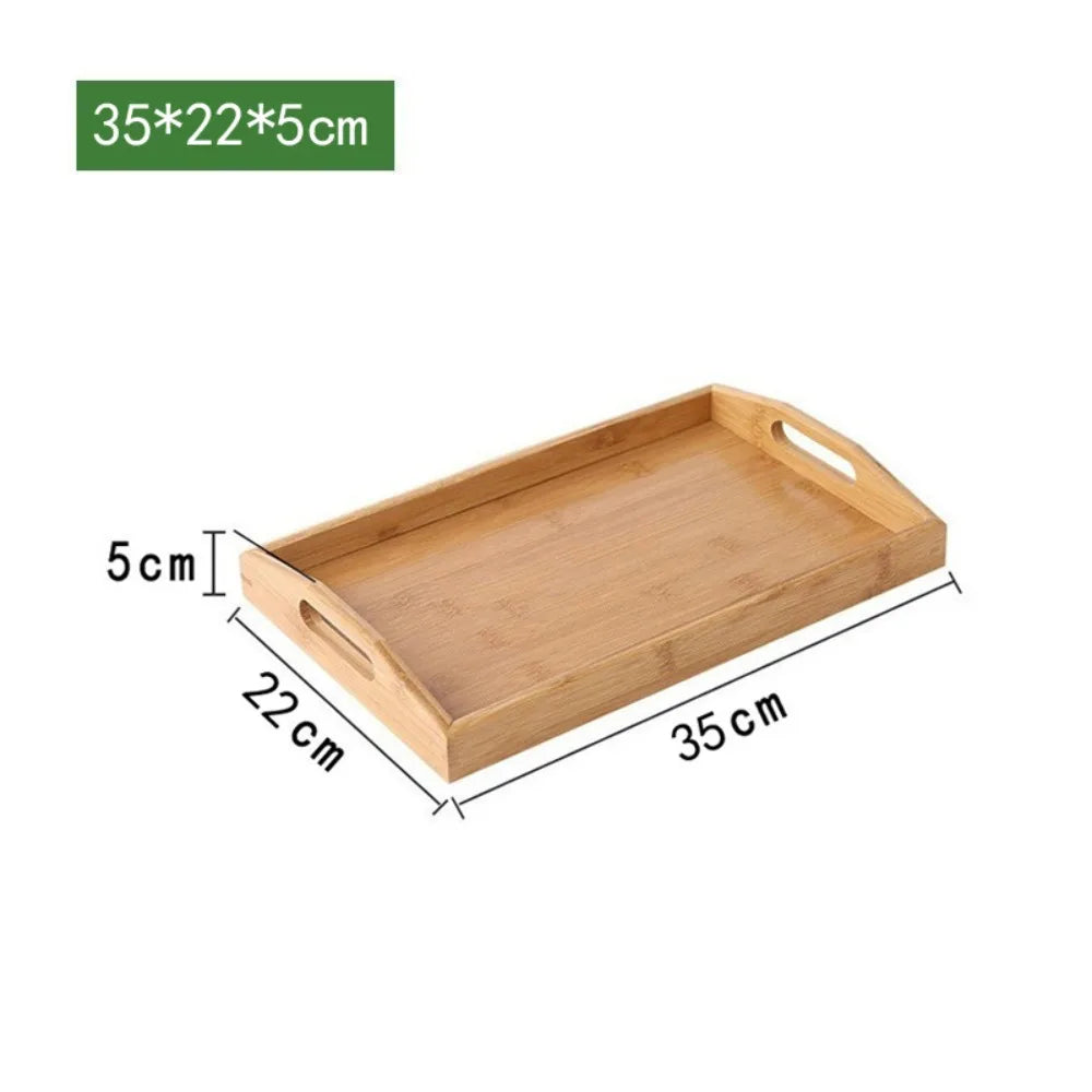 New Rectangular Bamboo Storage Tray Retro Solid Wood Storage Plate Household Tea Tray Water Cup Plate Home Kitchen Supplies