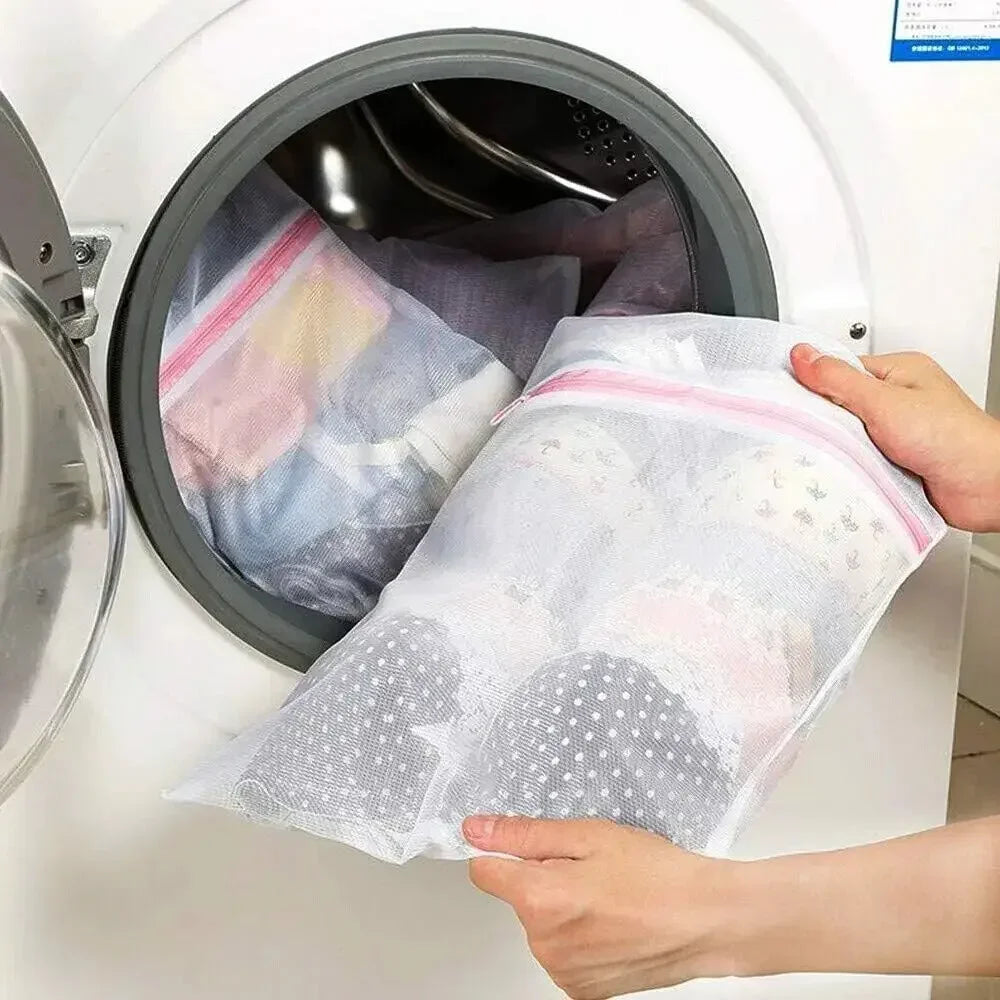 Hemasa 3pcs Fine Mesh Laundry Bags Travel Net Wash Bags Lingerie Bags for Washer Dryer Delicates Bras Underwear Socks Mask Blouse Silk
