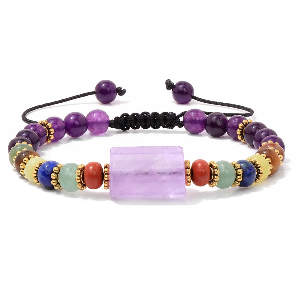 Tejesa Adjustable Cylinder Citrines Woven Bracelets For Women Men Natural Stone Colorful Rondelle Flat Beads Braided Bracelet Jewelry