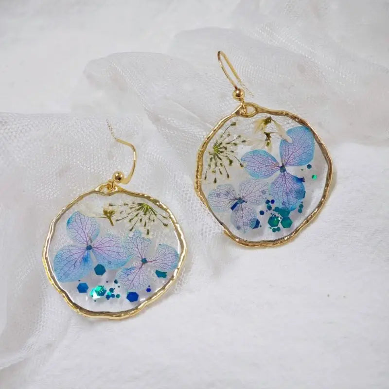 High Quality Epoxy Resin Pressed Flower Earrings Women Unique Design Elegant Dried Earrings Natural Statement Jewelry 2024 New