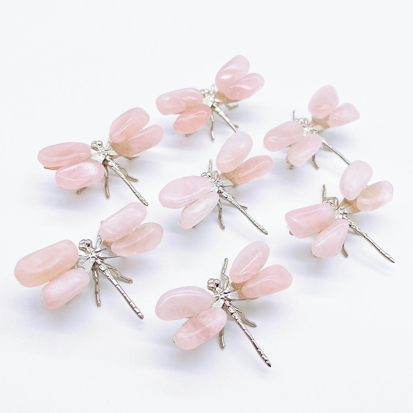 1PC Natural Rose Quartz Dragonfly Crystal Pink Stone spar crafts Butterfly Statue Reiki Healing Home Decoration Children Gift