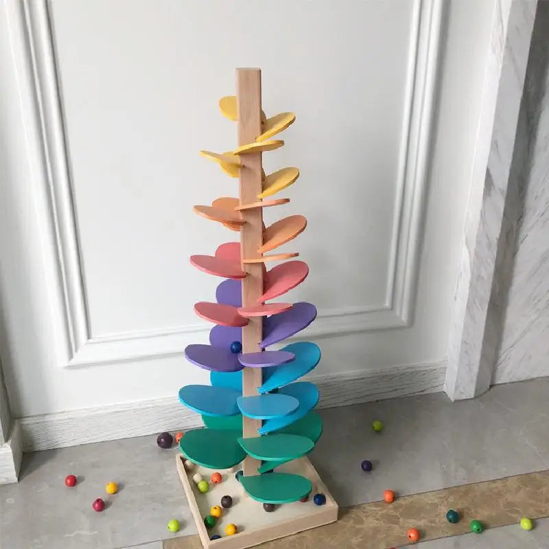 Hemasa Montessori Wooden Rainbow Petals Music Tree Building Blocks Toy