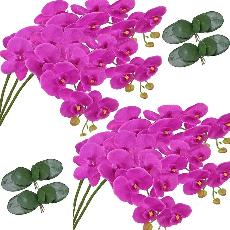32" Artificial Butterfly Orchid Fake Phalaenopsis Flowers 6 Pcs Artificial Orchid Stem Plants for Wedding Home Decoration