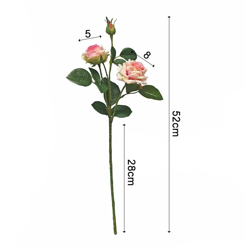Tejesa 3 Heads High Quality Rose Fake Flowers Artificial Hand Feel Mosturizing Flowers Plants Home Living Room Office Party Decoration