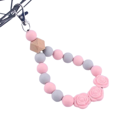 Hemasa Colorful Rose Silicone Beads Keychain Lobster Clasp Bracelet Keyring For Women