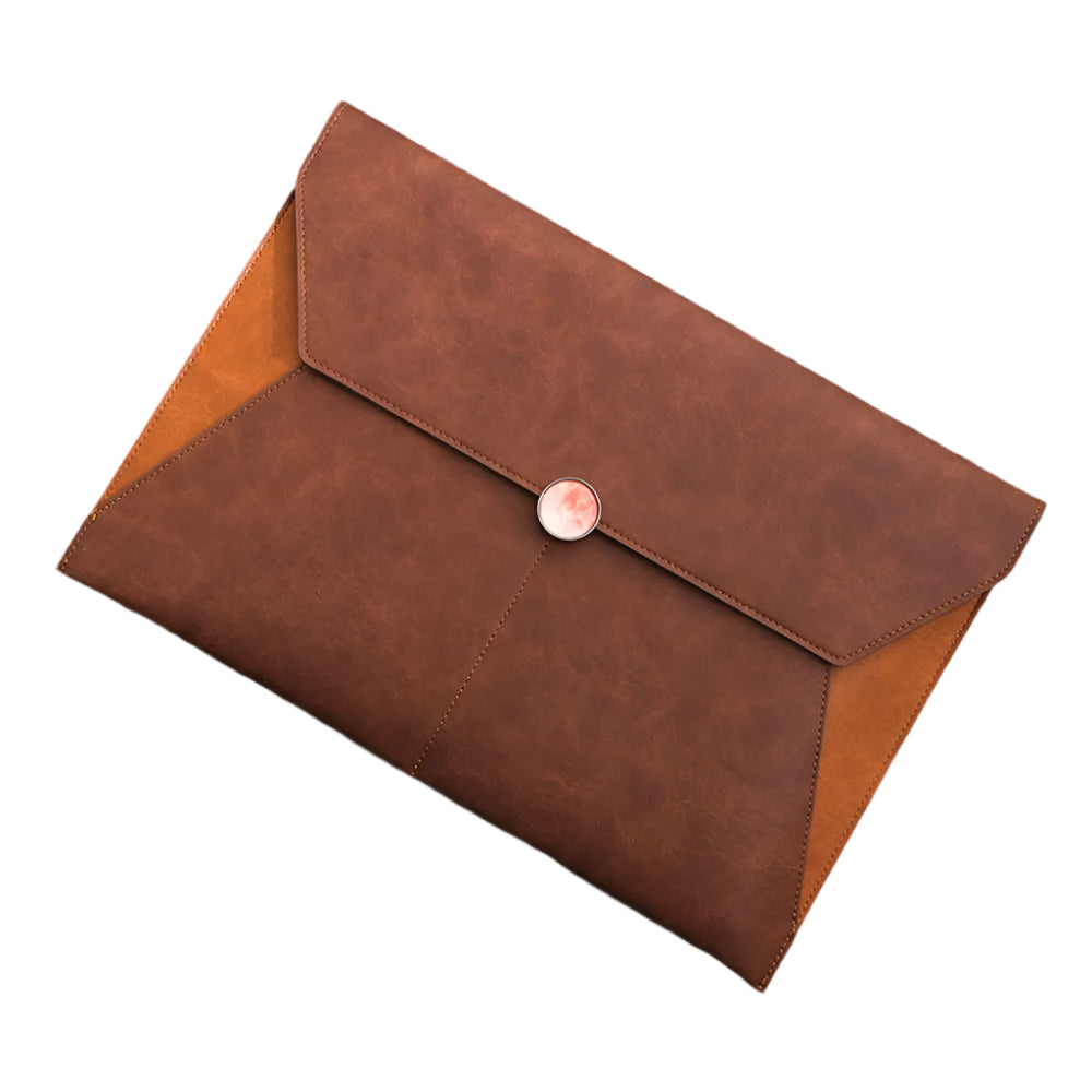 Hemasa A4 Leather File Folder Large Document Bag Business Briefcase Magnetic Button Waterproof Laptop Cases Office Organizer