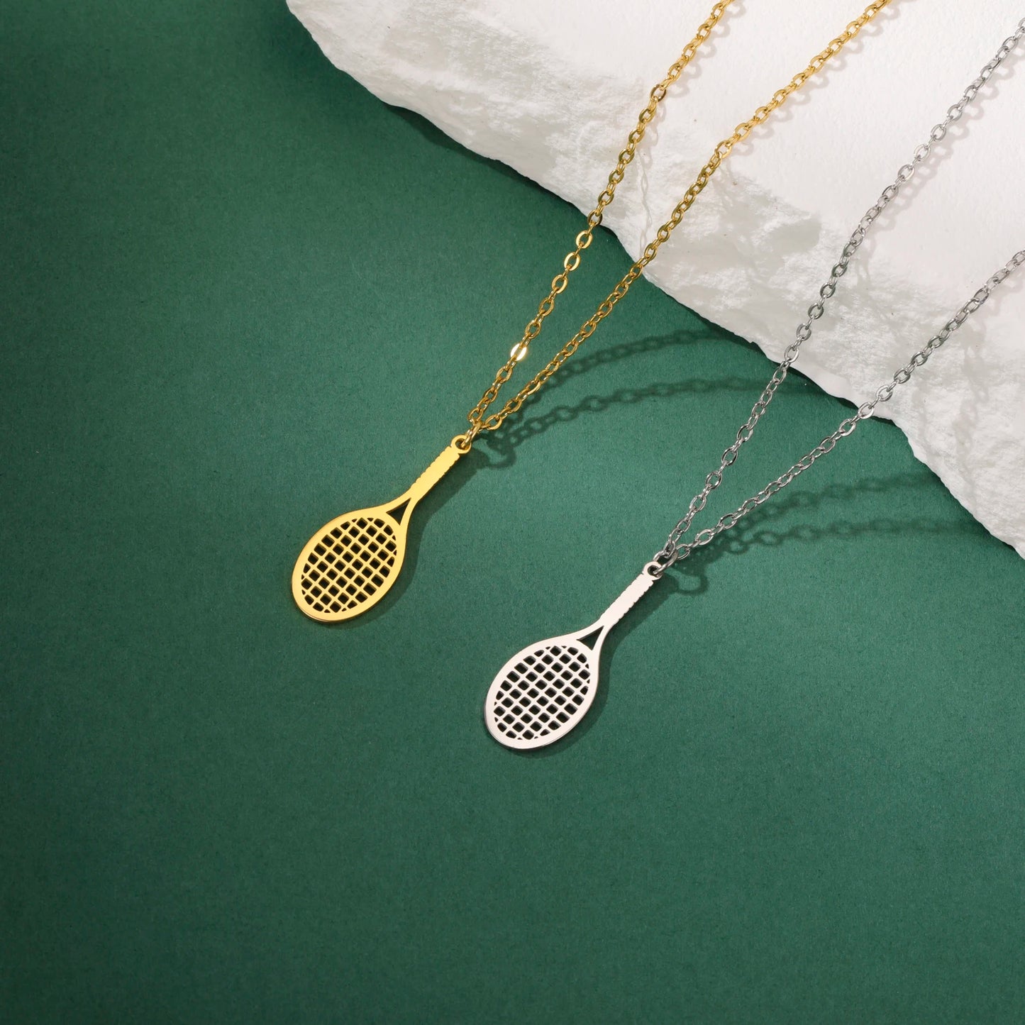 Unift Beach Tennis Racket Necklaces for Sport Girl Stainless Steel Neck Chain Choker Tennis Player Jewelry Women Accessories