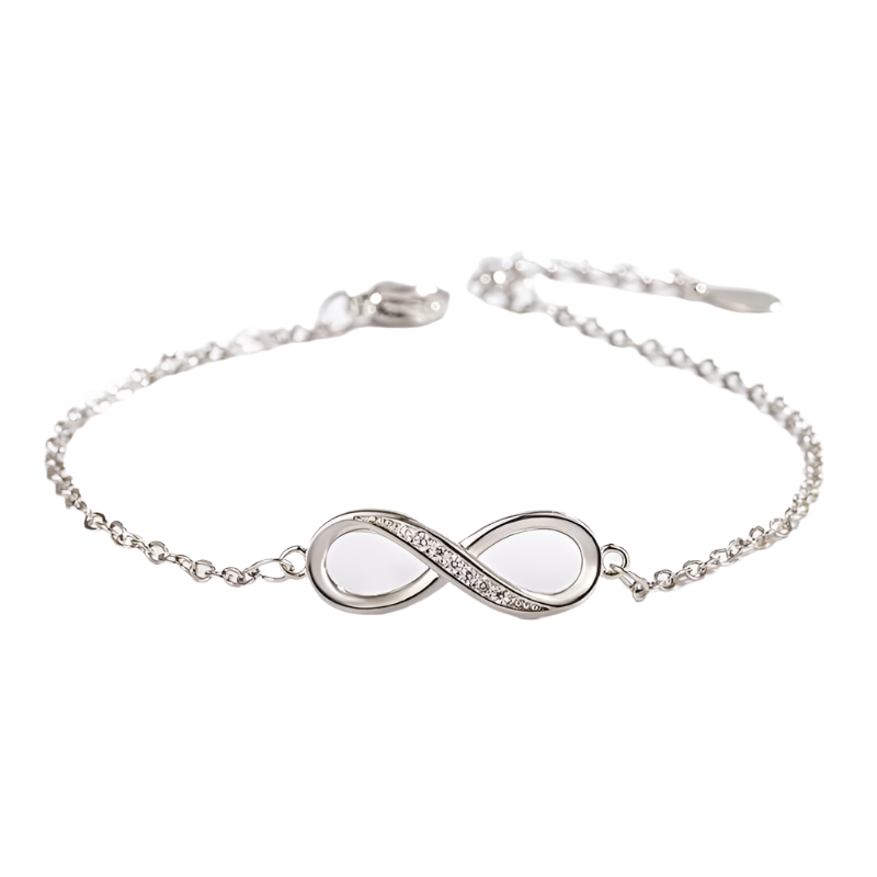 Hemasa 925 Sterling Silver Romantic Infinite Love Zirconia Link Chain Bracelet For Women