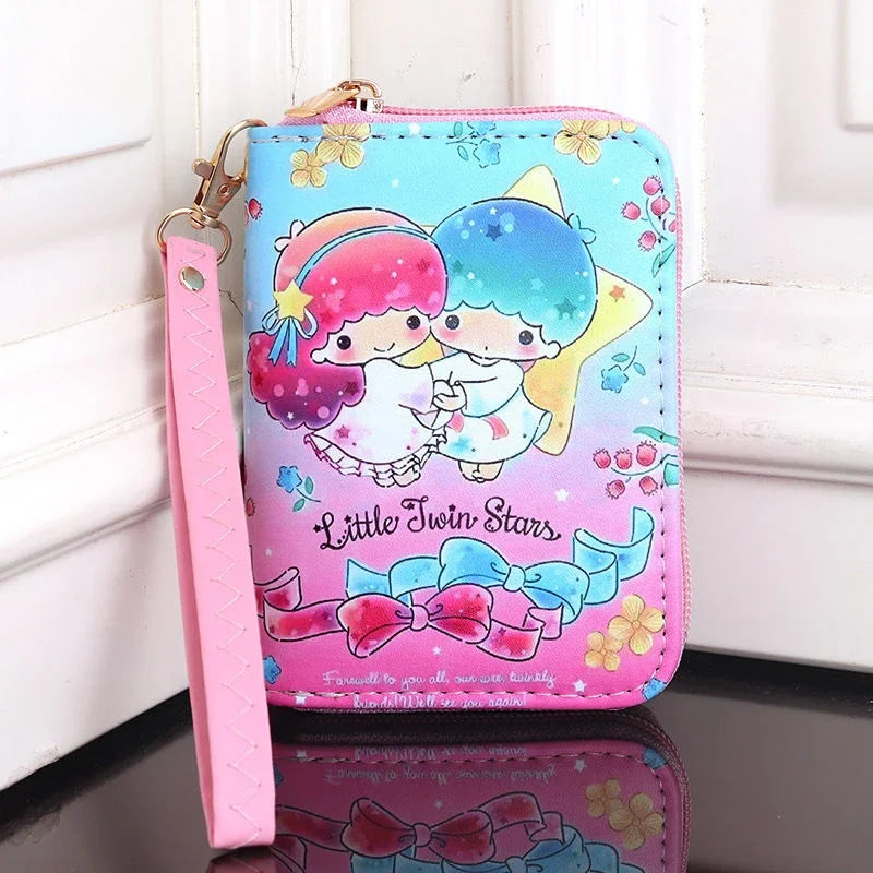 Cartoon Kuromi Short Version Waterproof Money Bag Zipper Coin Purse Multiple Card Slots Wallet Portable Decoration Girl Gift
