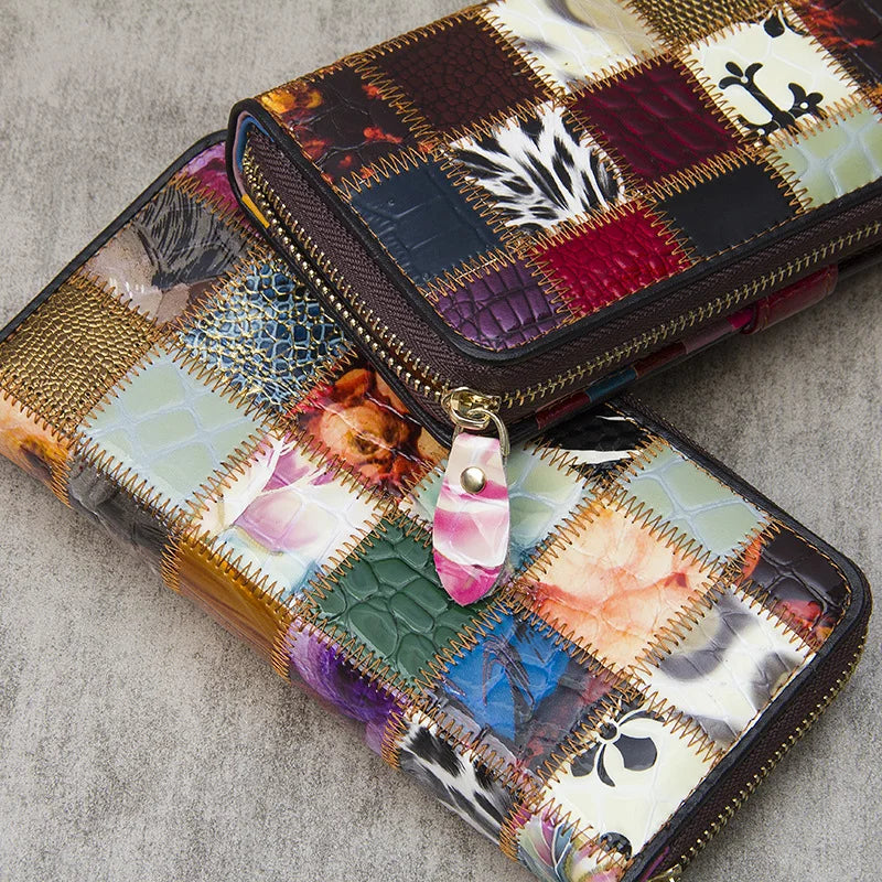 Hemasa  Women's Casual Wallet Single Pull Buckle Patchwork Card Holder Bank Zipper