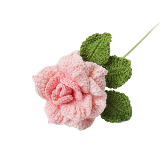 Hemasa 5Pcs Rose Knitted Crochet  Flowers /Wedding Bouquet Flower /Knitted Bouquet Home Party Decor  Friends Gift