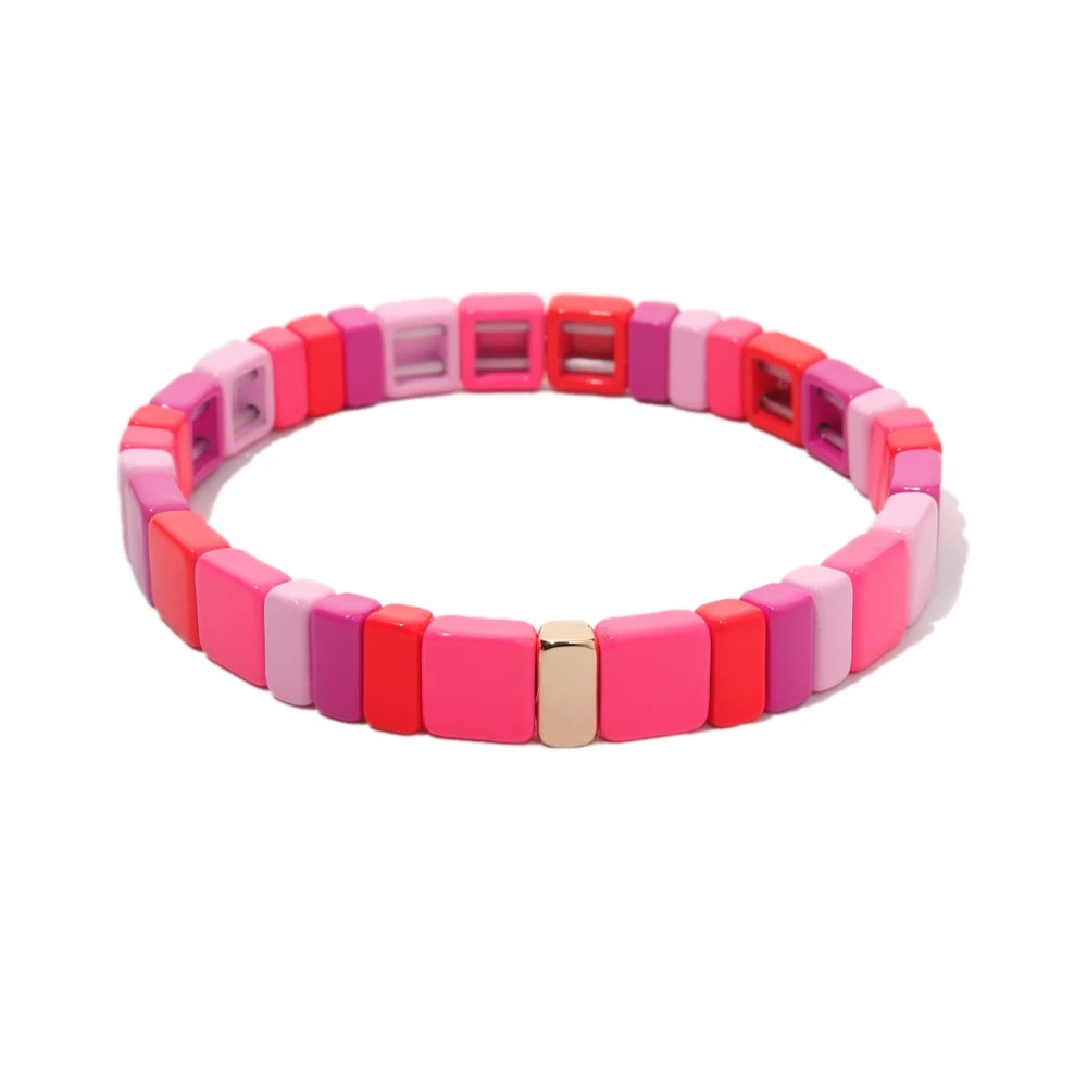 Tejesa  Pink Enamel Beaded Bangle Bracelets For Women /Girls