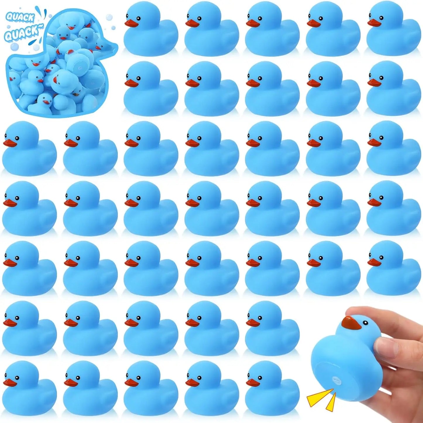 Tejesa 6/12/24/48PC  Blue Rubber Ducks/ Mini Duck Set Toys /Squeaky Rubber Ducks Cute Float  Duckies for Birthday Party