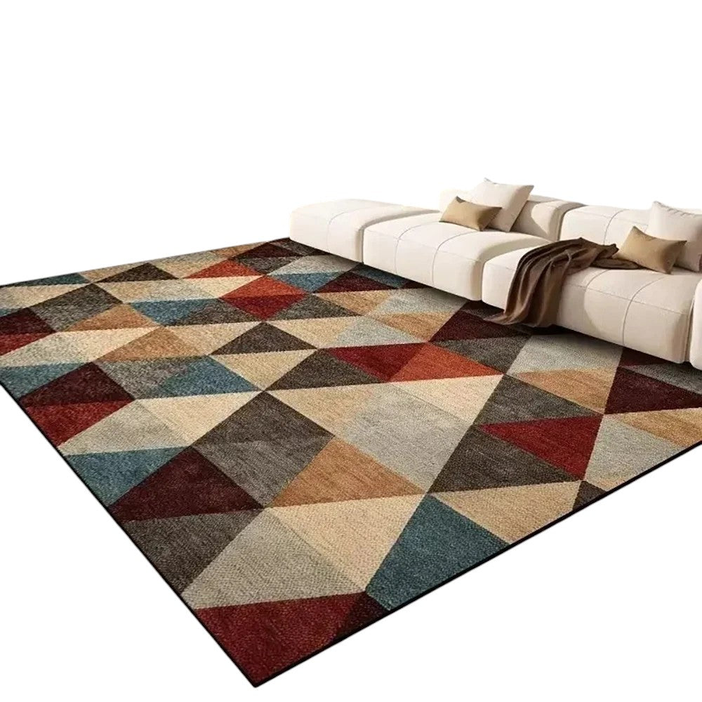 Tejesa  Large Flannel Rug Luxury Plaid Non-Slip Living Room Bedroom Mat Stain Resistant Washable Bedside Home Decor Rug