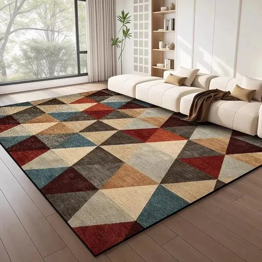 Tejesa  Large Flannel Rug Luxury Plaid Non-Slip Living Room Bedroom Mat Stain Resistant Washable Bedside Home Decor Rug