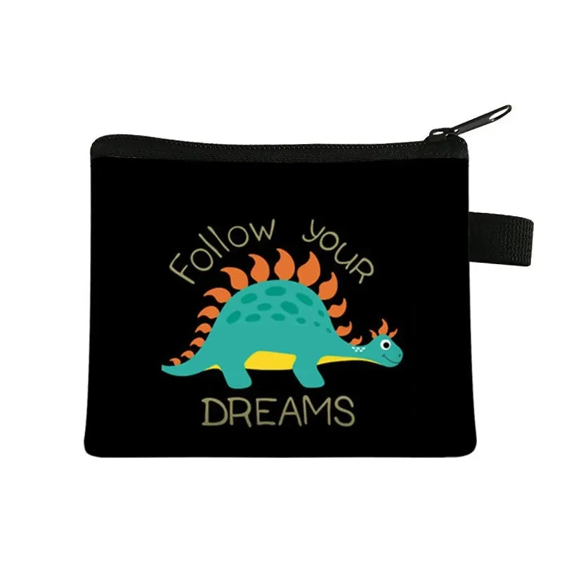 Tejesa   Dinosaur print  coin purse wallet /children coin purse /key case card holder coin square storage bags