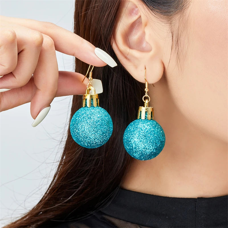 Merry Christmas Colorful Light Bulb Ball Shaped Drop Earrings for Women Luxury Creative Earrings Girl New Year Party Jewelry