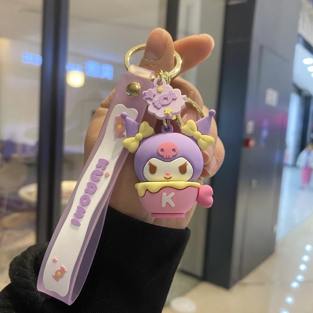 Sanrio Hello Kitty Keychain Cute Cartoon Melody Kuromi Cinnamoroll Doll Pendant Decoration Keyring Jewelry Girl&Child Gifts Toy