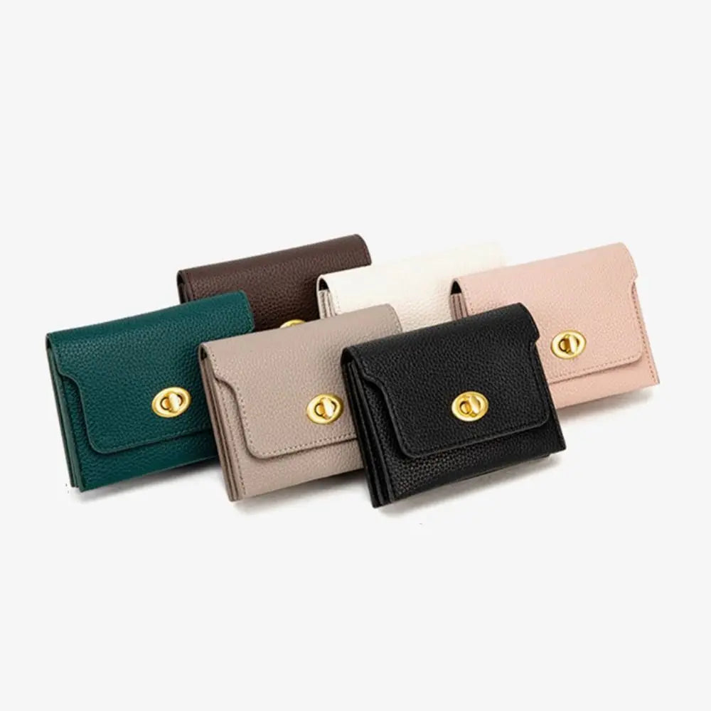PU Leather Short Wallet Fashion Solid Color Mini Card Holder Coin Purse Women Girls